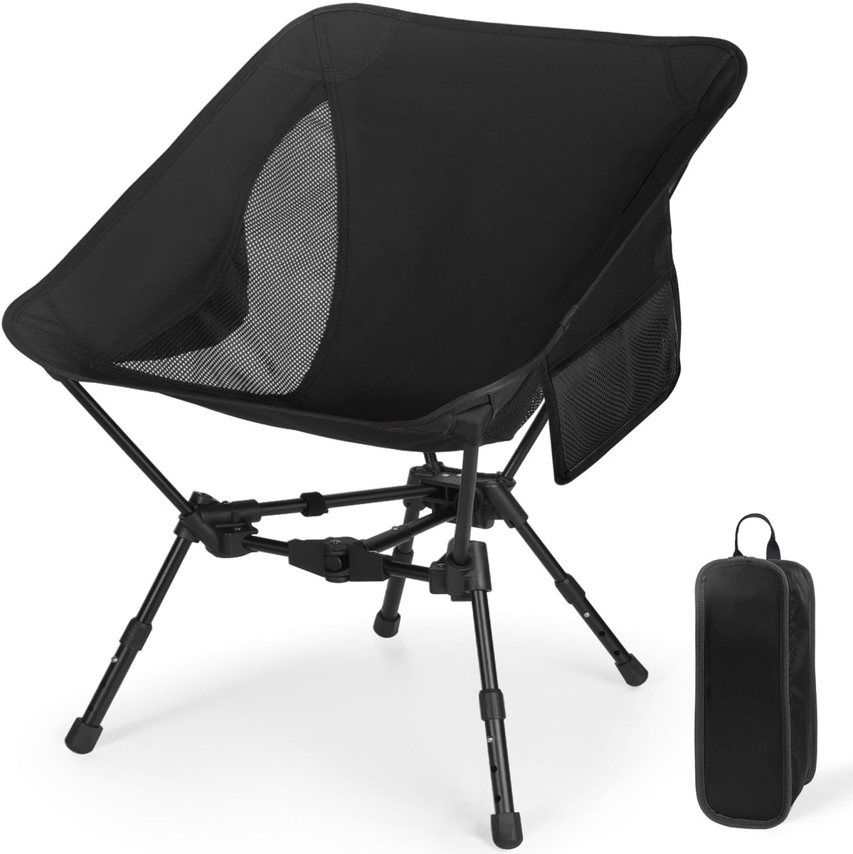 Ibenzoa® Draagbare opvouwbare campingstoel met verstelbare hoogte en zijvakken voor buitenavonturen
