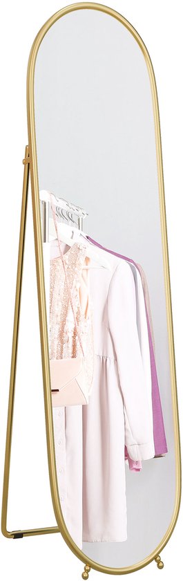 HOMCOM - Miroir sur pied - cadre en acier inoxydable - ovale - film anti-éclats