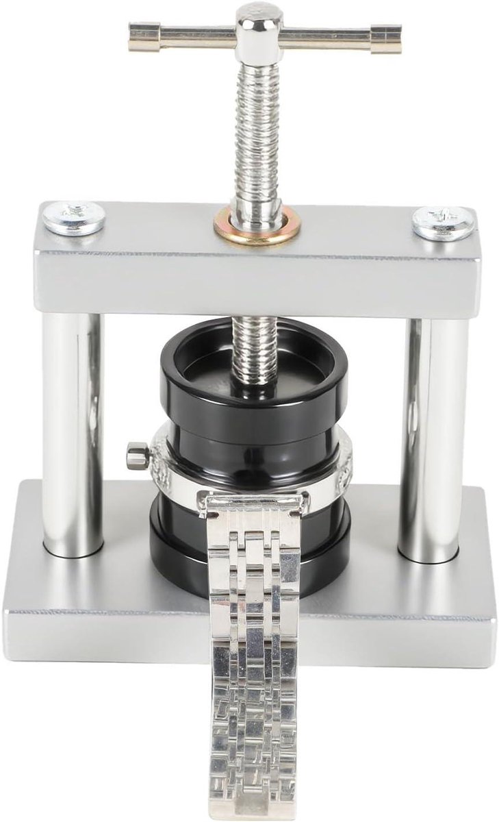 Allecto Premium - Horloge Pers Set - 18 Matrijzen voor Horloge Reparatie Gereedschap Set Horloge Batterij Vervangingsgereedschap en Koffer - Ideaal voor Horloge Reparatie en Batterij Vervanging - Metaalkleurig.