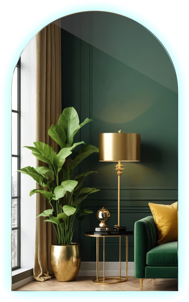 Tulup Spiegel – Niereguliere Spiegel 50x90 cm – Grote Wandspiegel – Scandinavisch Design – Koud Licht 6000 K – Decoratieve Spiegel