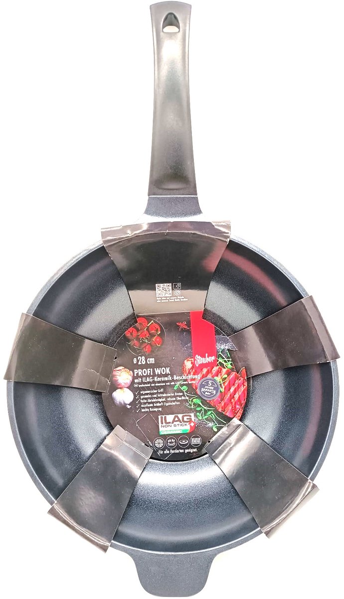 Steuber Profi Wok - Wokpan - ILAG Keramische Coating - Ø 28cm - Geschikt voor alle Warmtebronnen
