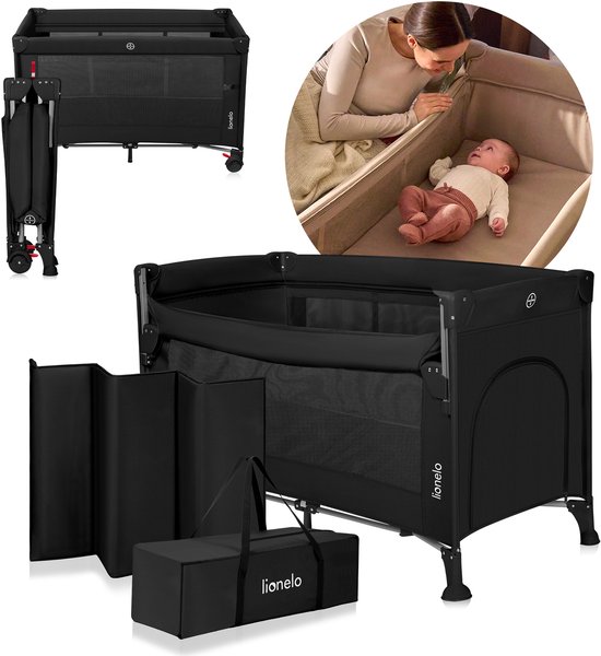 Lionelo Ellen Reisbedje 3 in 1 - Aanschuifbedje, Baby- & Peuterbed - Campingbed - 2 Matrasposities - Opvouwbaar - Wieltjes met Rem - Inclusief Draagtas - Tot 15 kg van LIONELO — afbeelding 2