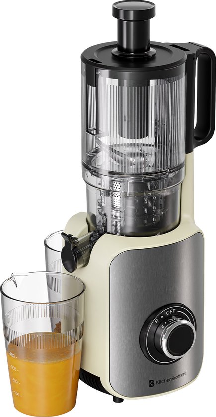 AMZCHEF Juicer Slow Juicer 103 mm brede schacht, 250 W sapcentrifuge voor groenten en fruit, koudpers met 2 gepatenteerde filters, stille motor, achteruitfunctie - zwart