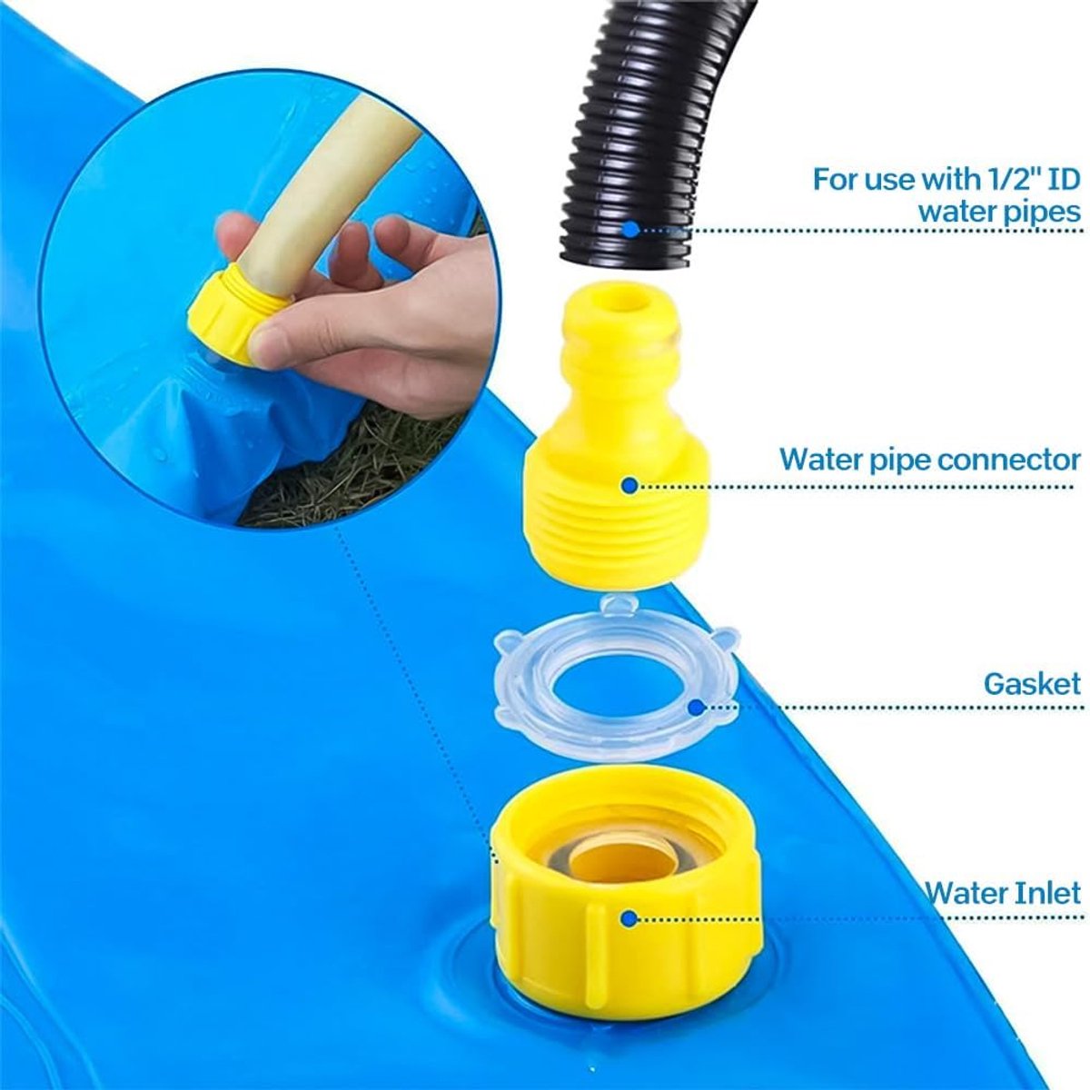 170 cm extra grote ronde dolfijn sproeier en water speelmat—verdikte antislip water sproeier mat opblaasbaar water speelgoed,—cadeau voor kinderen en honden,—zomer tuin buiten spelen (blauw) – foto 4