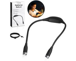 Ironridge® Neklamp - Nek Leeslamp - LED Leeslampje - Flexibele LED Leeslamp - Neklampje voor haakwerk - Bedlamp - USB-C Oplaadbaar leeslampje - 3 Lichtkleuren - Zwart