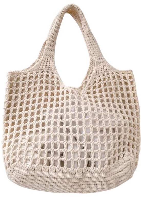 Gehaakte Mesh Strandtas Voor Dames - Grote Gehaakte Schoudertas Voor De Zomer Groene Haaktas Voor Strand 39 33 11cm