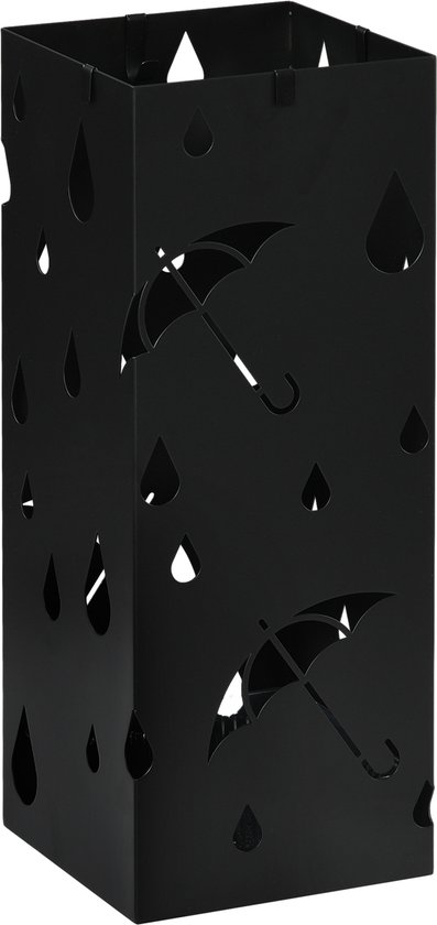 HOMCOM - Parapluhouder - Staal - Zwart - 15,5 x 15,5 x 40 cm