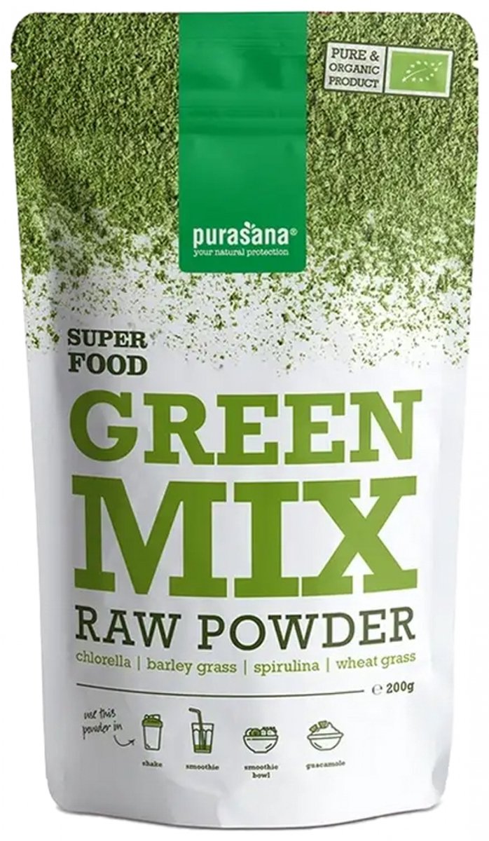 Goedkoopste Purasana Green Mix Poeder Bio 200 gr