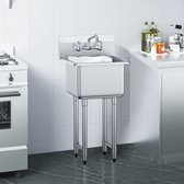 RVS Spoeltafel met onderkast | Spoelbak links | Schuifdeuren | 120cm