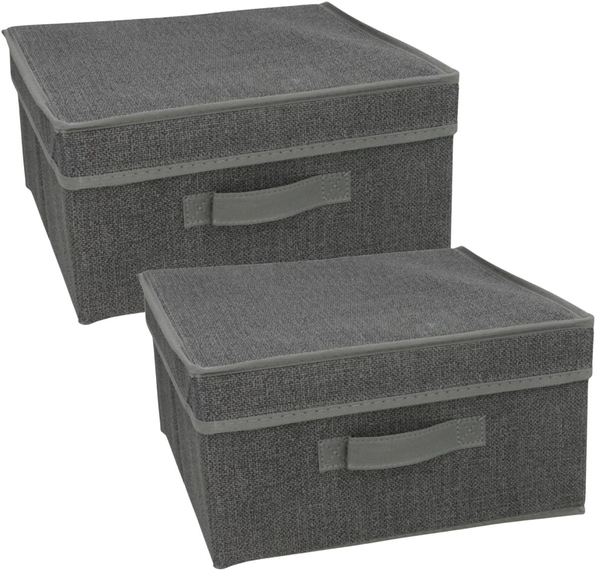 Gerimport Opbergbox London - 2x - 30 x 31 x 16,50 cm - antraciet - met handvaten