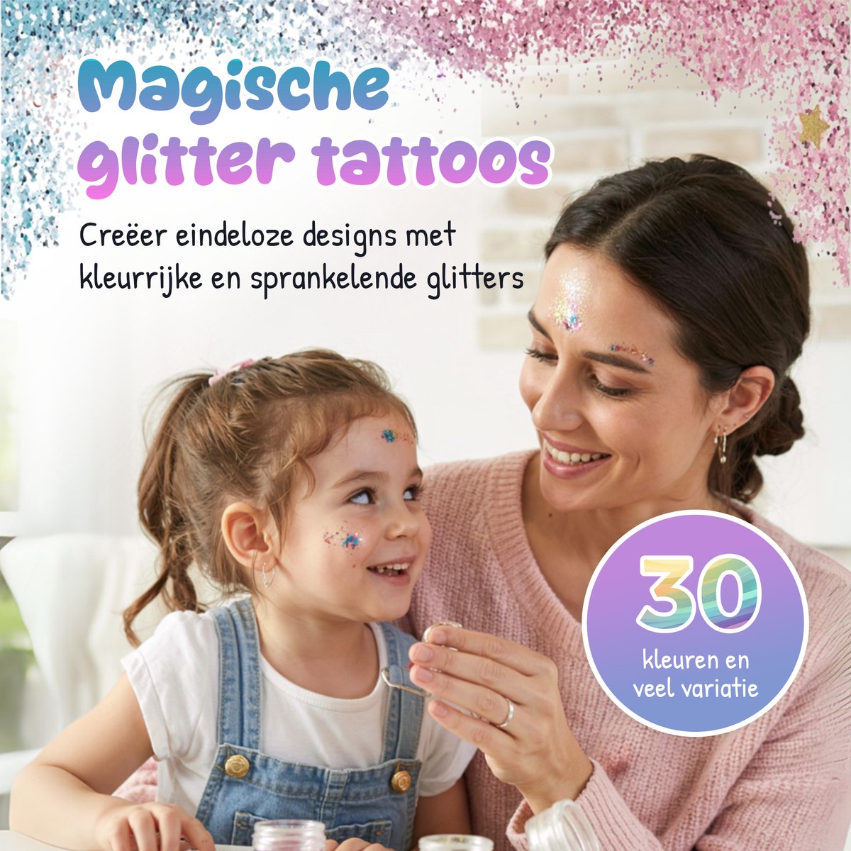 Craftiverse - Glitter Tattoo Set Compleet - 212 Sjablonen - 30 kleuren - Biologisch Afbreekbare Glitters - Schmink Sjablonen - Knutselpakket - Knutselen voor Kinderen - Huidlijm Voor Glitters - Kinderen - Jongens en Meisjes - Inclusief Handleiding — afbeelding 6