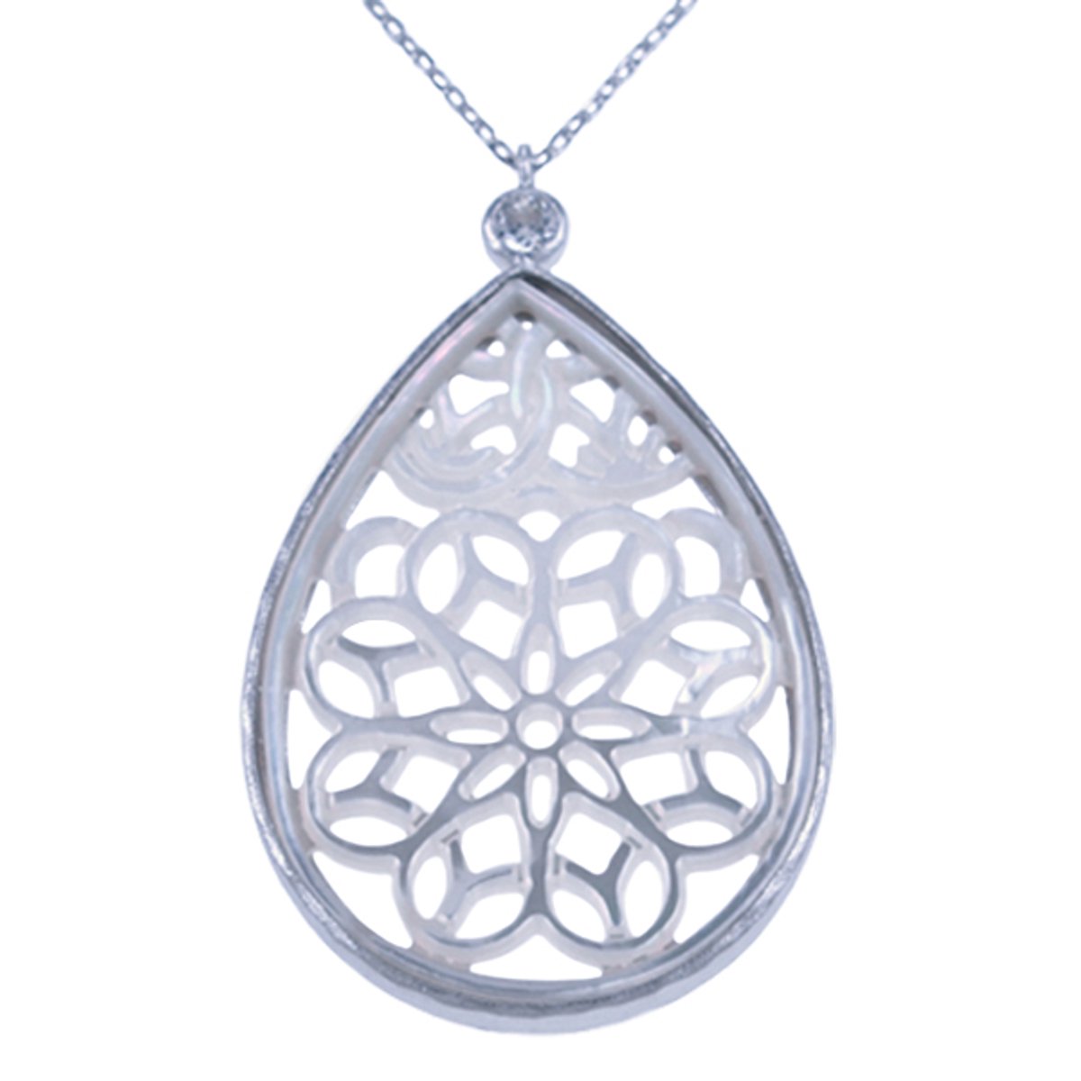 Zilveren choker schelp(2977)