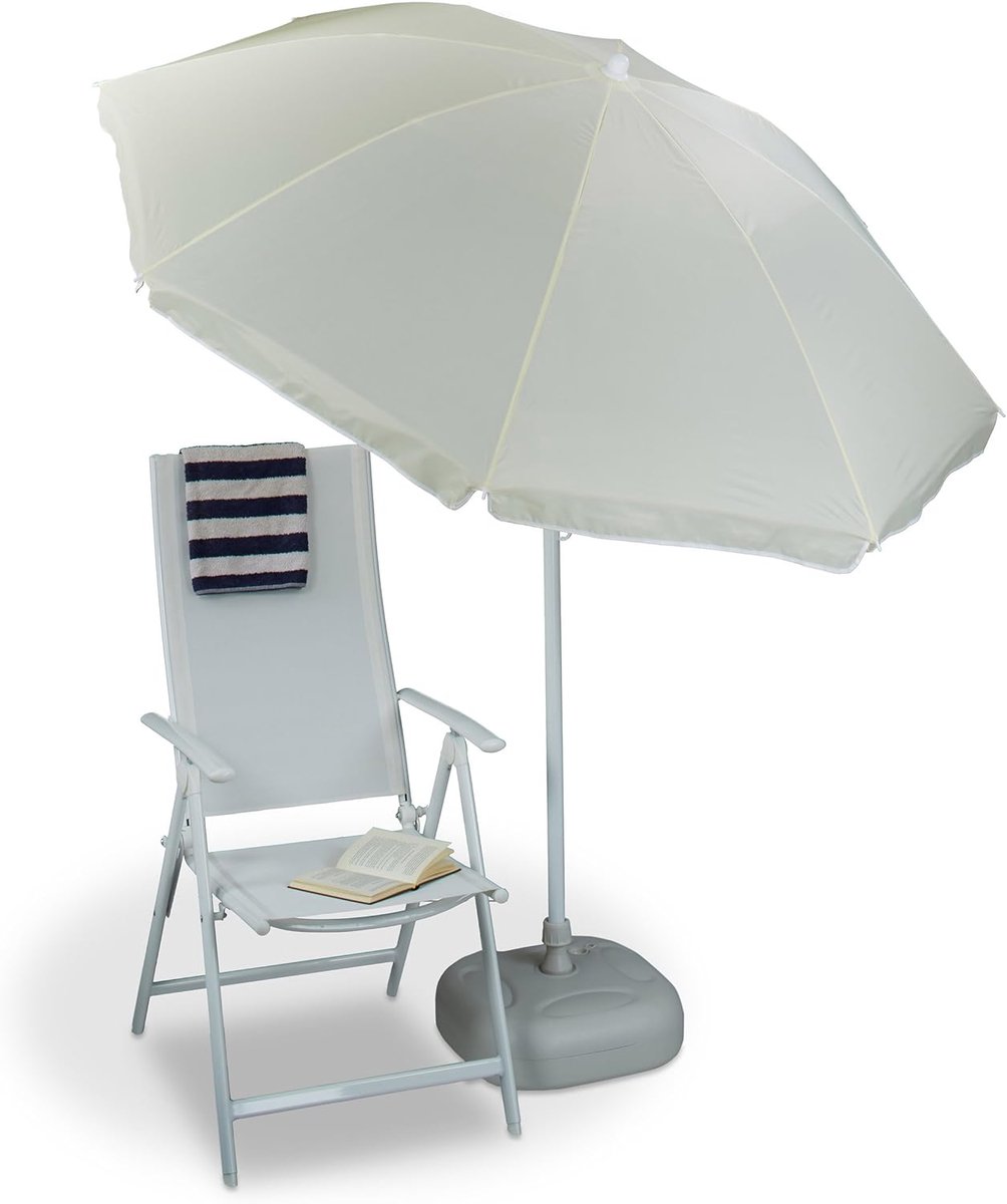 Lexium Strandparasol met grondboor - Zomeraccessoire - Parasolhouder strand - Zonbescherming - Windbestendige parasol - Stranddag - UV werende parasol - Parasol met draaimechanisme - Vakantie aan zee - Schaduw op het strand - Draaibare grondpen - Par