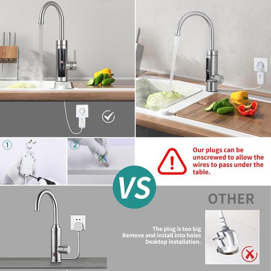 HOMELODY Waterkraan met doorstroomboiler, 230 V, 3300 W, elektrische