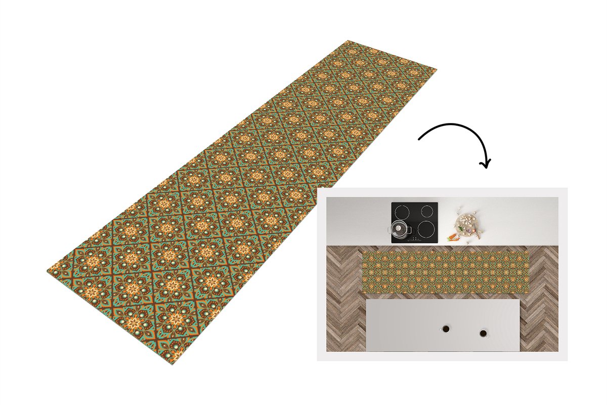 Keukenloper 240x60 cm - Keukenmat vinyl Bloemen - Vintage - Patronen - Bohemian - Mandala - Keukenmatten loper - Keuken vloerkleed tapijt