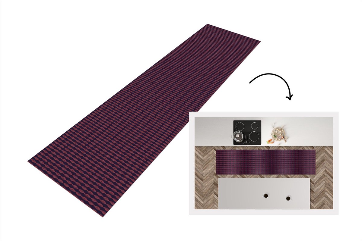 KitchenYeah Keukenloper 240x60 cm - Keukenmat vinyl Patronen - Abstract - Vintage - Keukenmatten loper - Keuken vloerkleed tapijt