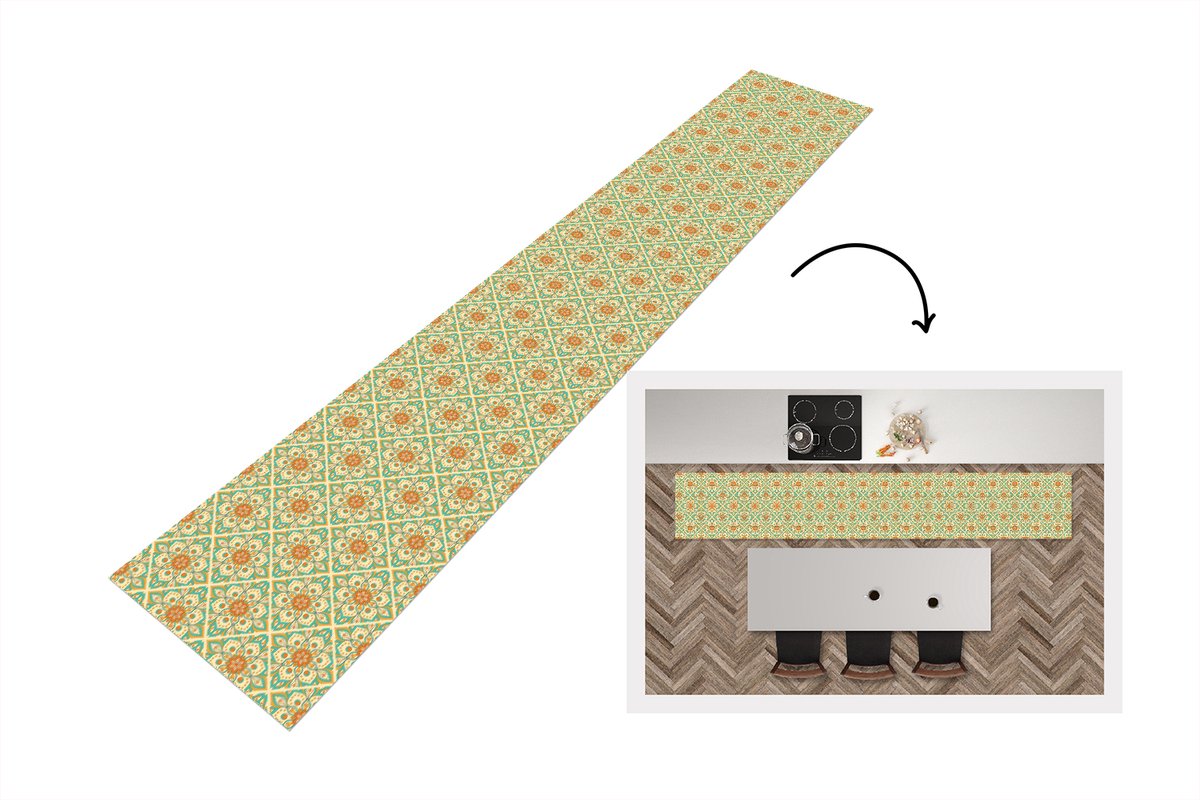 KitchenYeah Keukenloper 360x60 cm - Keukenmat vinyl Vintage - Bohemian - Patronen - Mandala - Keukenmatten loper - Keuken vloerkleed tapijt