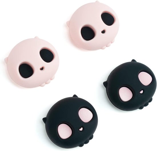 Foto: Sounix silicone joy con duimgreep caps 4 stuks joystick cover compatibel met switch oled switch lite roze zwart