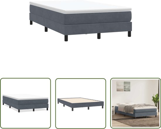 vidaXL Boxspring sans matelas velours gris foncé 120x210 cm - Boxspring - Boxsprings - Couleurs Foncées - Velours - Décoration Chambre à Coucher