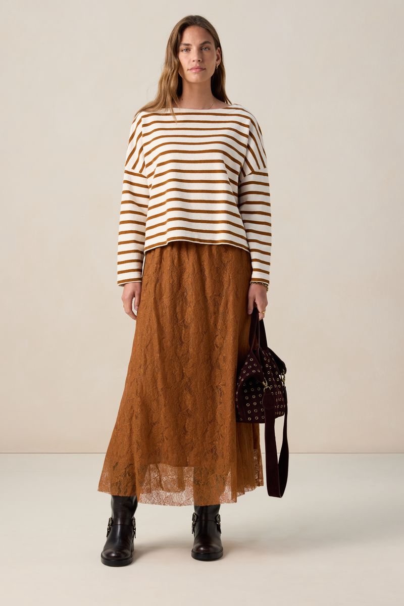 Sissy-Boy - Bruine kanten maxi rok