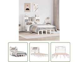 vidaXL Boekenkast - Bed - Bed met boekenkast zonder matras grenenhout wit 135x190 cm - Houten Bed - Slaapkamersuite - Slaapcomfort