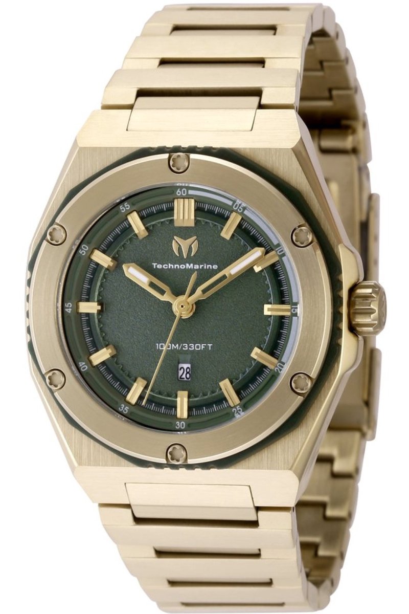 TechnoMarine CORAL - Legacy TM-416044 Dames Horloge - Waterdicht - Analoog - Quartz Uurwerk - Roestvrij Staal met groene Wijzerplaat - 36mm