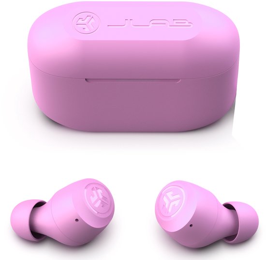JLab Go Pop Draadloze Oordopjes - Bluetooth Oortjes Draadloos - 35 uur Batterijduur - Be Aware Audio - Met Microfoon - Geschikt voor Android en Apple - Roze
