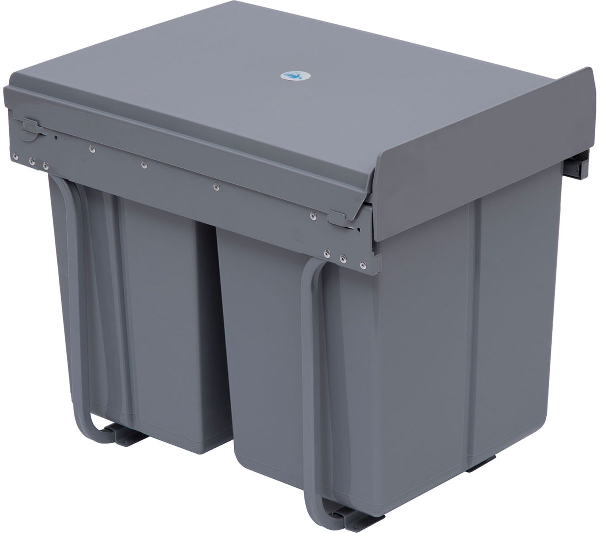 HOMCOM-Einbaumülleimer-Kunststoff, Metall-48L x 34,2B x 41,8H cm-Grau