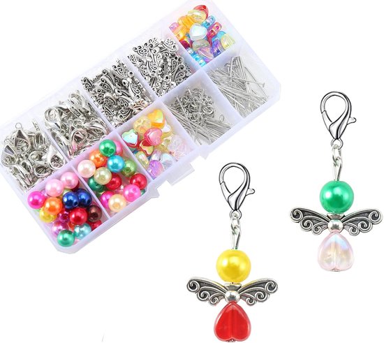 Lot de 50 porte-clés ange gardien à faire soi-même, breloque ange, pendentif ange en perles pour DIY , bijoux de mariage, collier artisanal (A2)