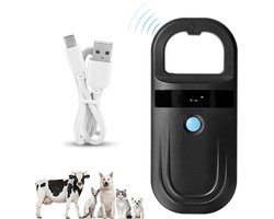 Chipreader - Bluetooth RFID Chipreader voor Huisdieren - Compacte Chiplezer - Chiplezer huisdier - USB Oplaadbaar - Draadloze Chiplezer - FDX-B & EMID - 134.2KHz/125KHz met OLED-display - Geschikt voor Katten, Honden en Andere Dieren - Zwart