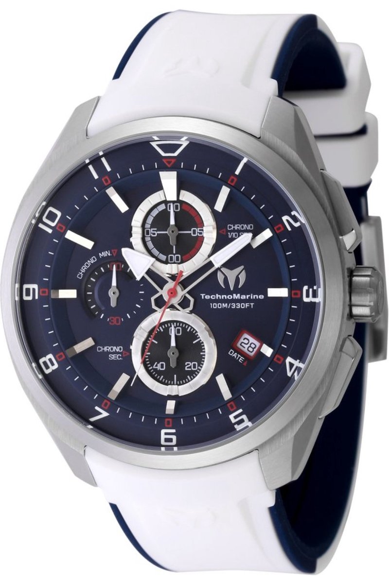 TechnoMarine OCEAN - QUANTUM TM-318135 Heren Horloge - Waterdicht - Analoog - Quartz Uurwerk - Roestvrij Staal met blauwe Wijzerplaat - 44mm