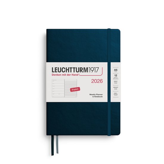 Leuchtturm1917 - Weekly Planner&Notebook - A5 - 12 maanden - 2026 - Hardcover - Deep Sea