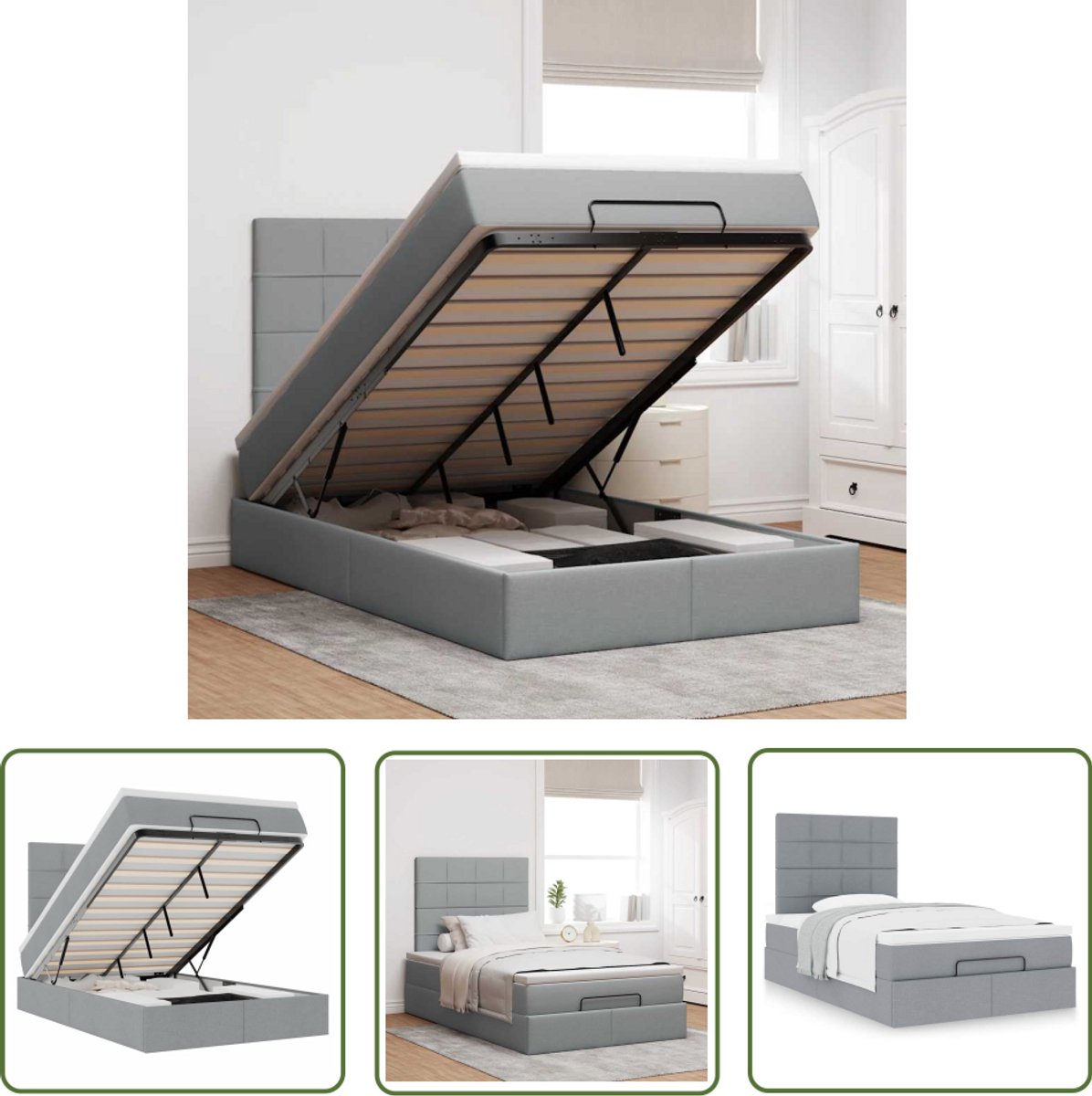 vidaXL Sleutelset - Dynamische Sleutel - Ottoman bed met matras 120x200cm stof lichtgrijs - Gereedschap Mechanica - Drapers Tools - Klikklok