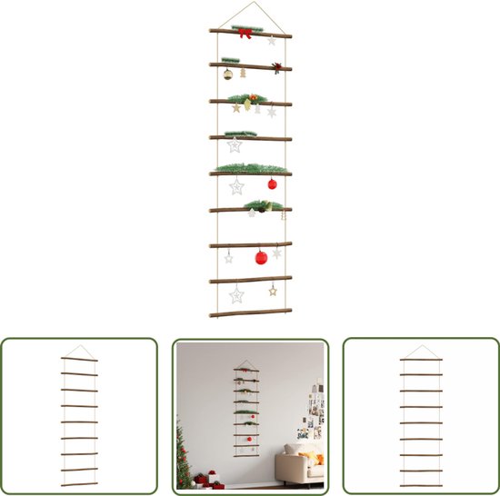 vidaXL Laddervormig - Wanddecoratie - Wanddecoratie laddervormig 50x150 cm naturel tak - Houten Decoratie - Interieurdecoratie - Landelijk Wonen