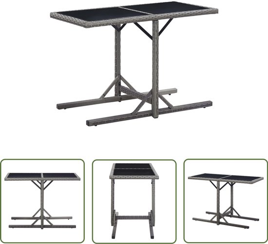 vidaXL Tuintafel 55x55x37 cm poly rattan en acaciahout grijs, tuin tafel, tuin salontafel, buiten bijzettafel, bijzettafel, bijzettafeltje