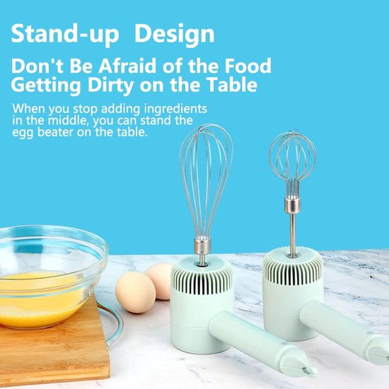 Handmatige Elektrische Mixer - USB Oplaadbare Handgeklopte Klopper met 3 Snelheidsinstellingen voor Witte Pudding - Eieren Mixen van Merkloos	 — afbeelding 3