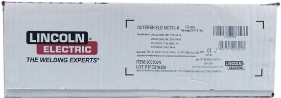 Lincoln Electric MIG/MAG gevulde draad MC 710-H Outershield 1,20mm, 16 ...