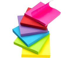 Sticky Notes Pads - 600 Super Zelfklevende Sticky Notes - 3 x 3 Notitieblokken - 6 Kleuren Post-it Notities - Heldere Kleuren Bulk Vellen