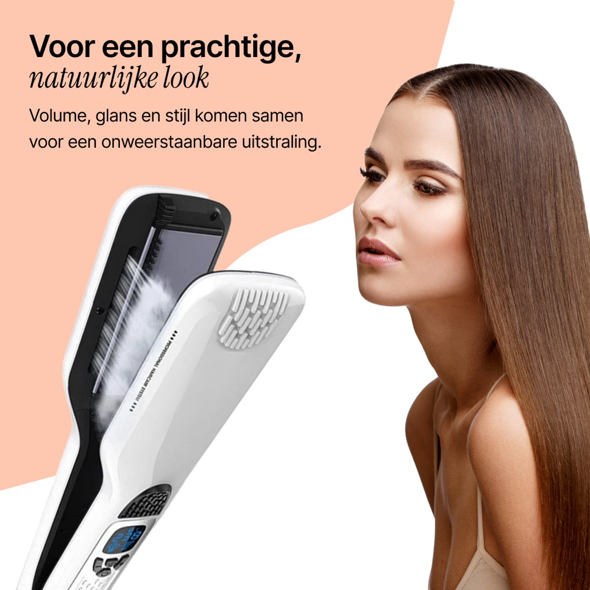 BALORS® Professionele Stoom Stijltang 5 in 1 - 150º t/m 230ºC - Steam Active Care - Hairstraightener - Stijltangen - Krultang - Coldshot - Haardroger - Wet-to-dry - Snel opgewarmd - Stoomtechnologie - Wit — cadeau in Verzorging - foto 5
