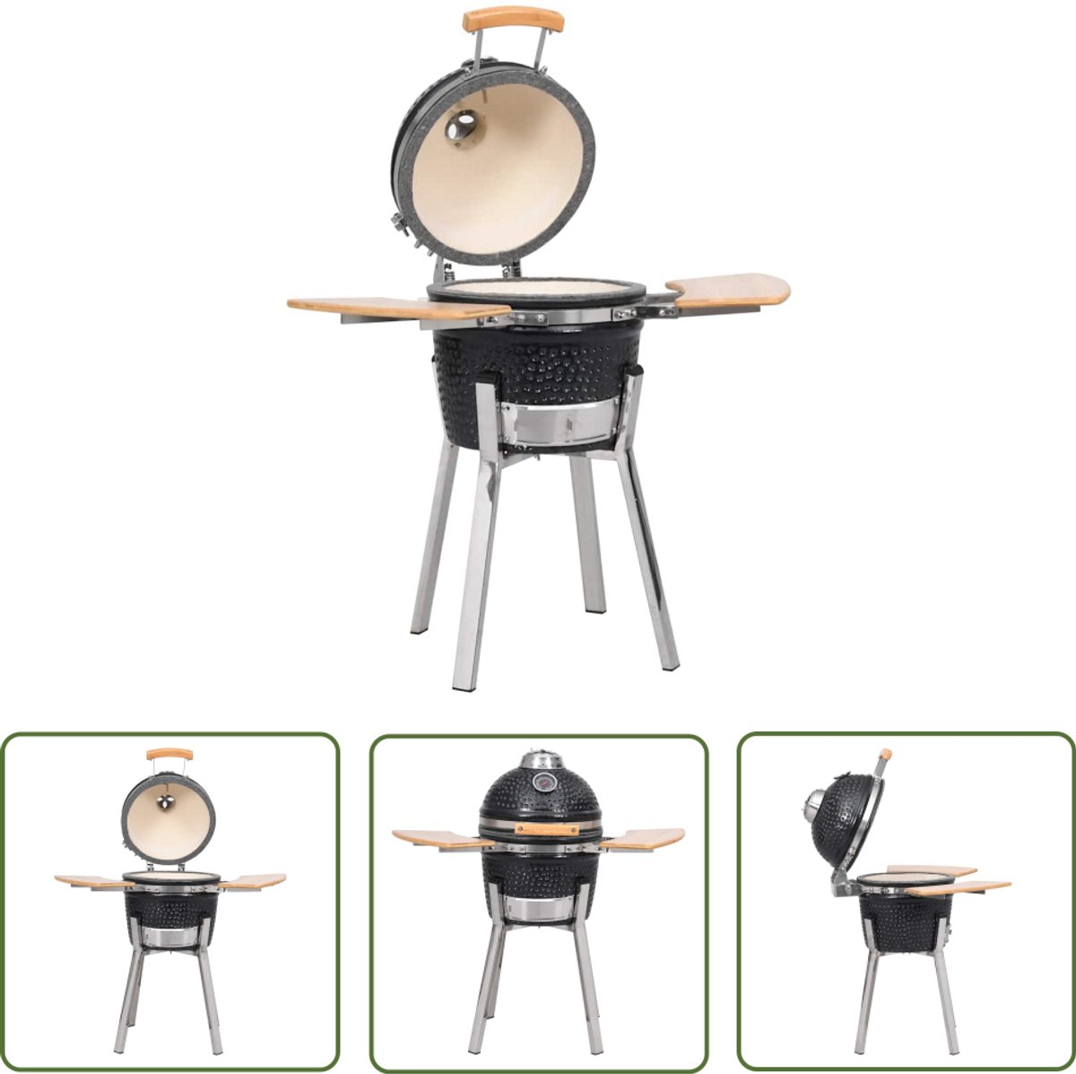 The Living Store Kamado Grill - 33 cm - Keramisch - Zwart