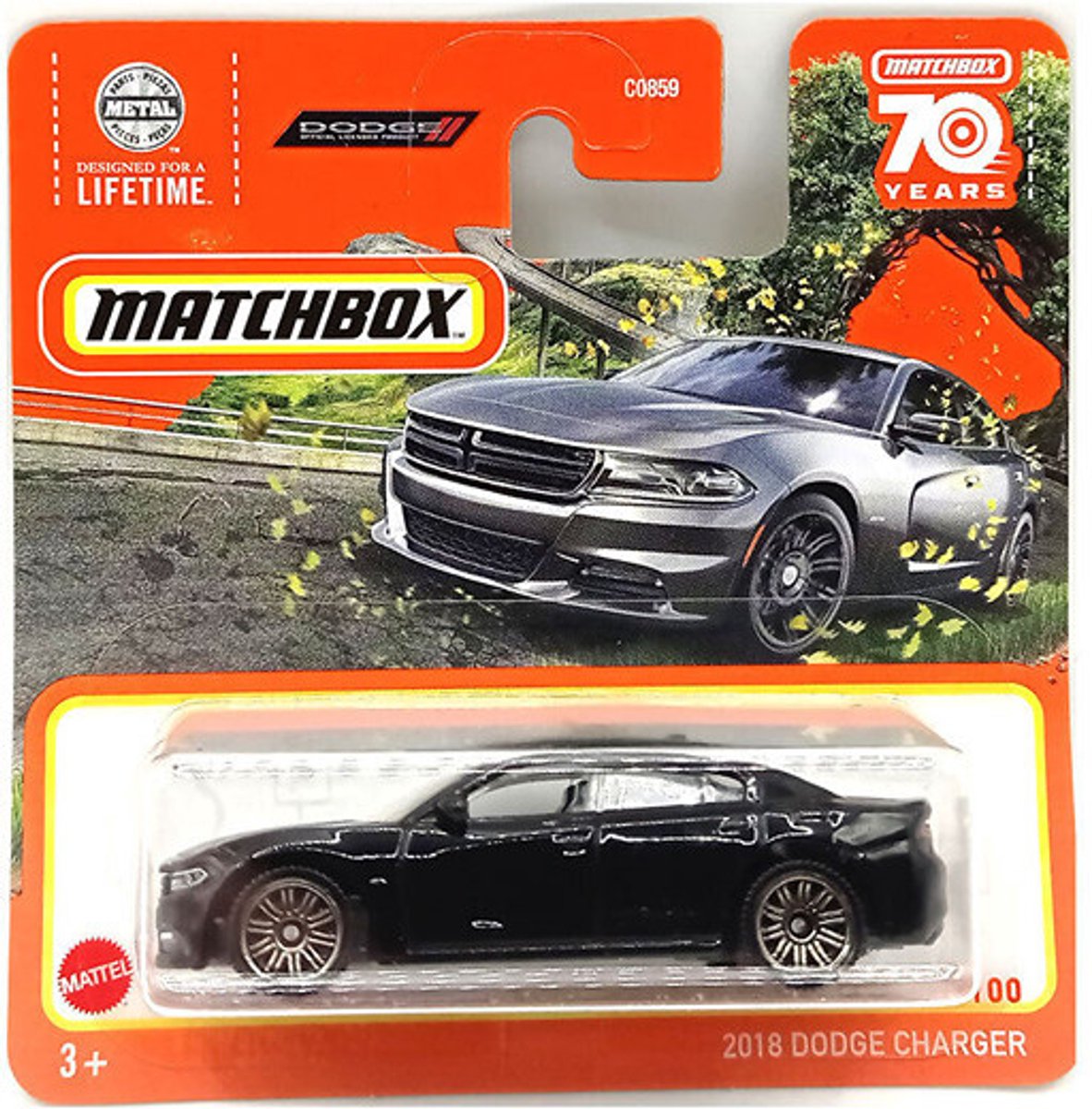 MATCHBOX 2018 DODGE CHARGER BLACK 13-100 (1:64) MUSCLE CAR US SRT SHORT CARD
