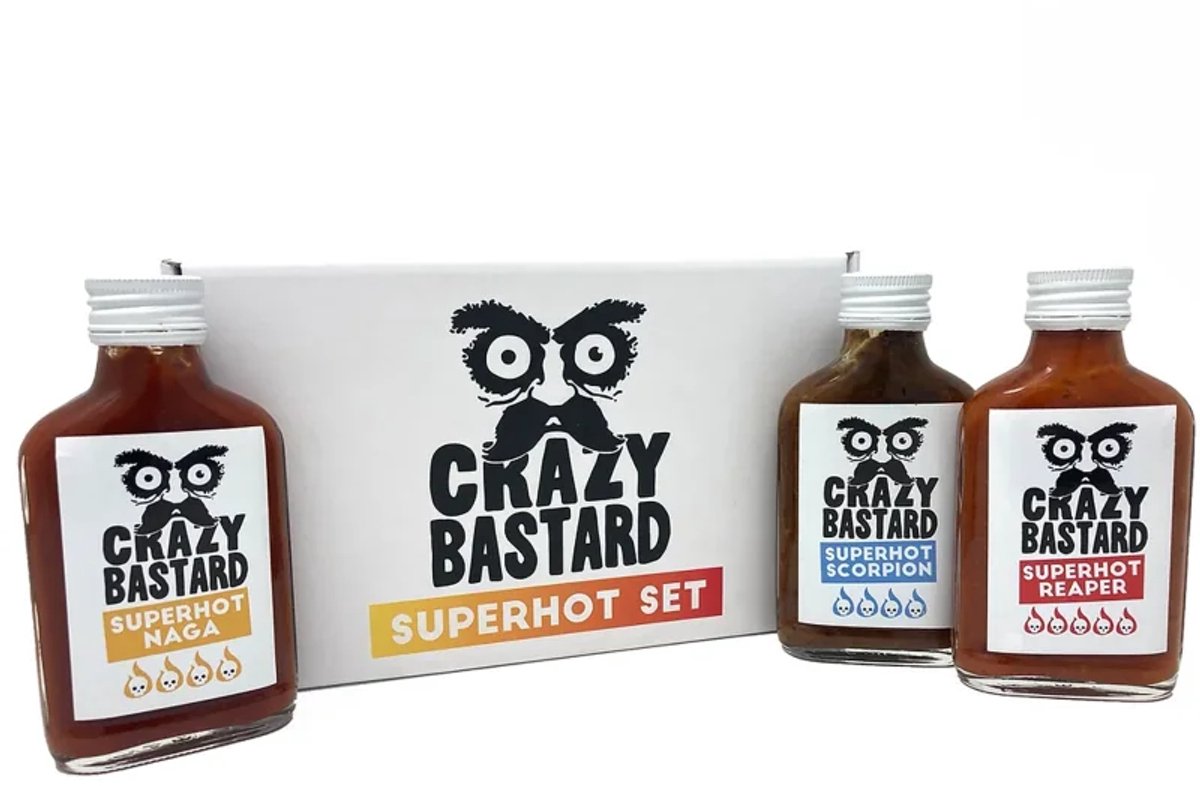 Crazy Bastard Hot Sauce Superhot - 3x 100ml - vegan en glutenvrij - SH3P