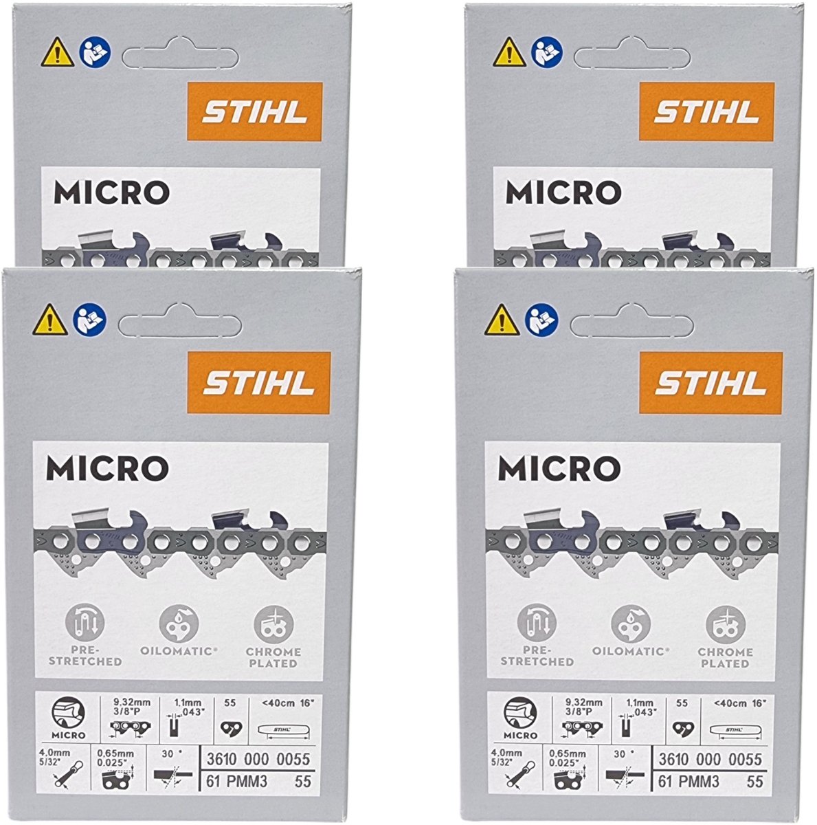 STIHL Picco Micro Mini 3 zaagketting 40 cm 3/8" P 1,1 mm 55 TG 4 stuks ( 4x 36100000055 )