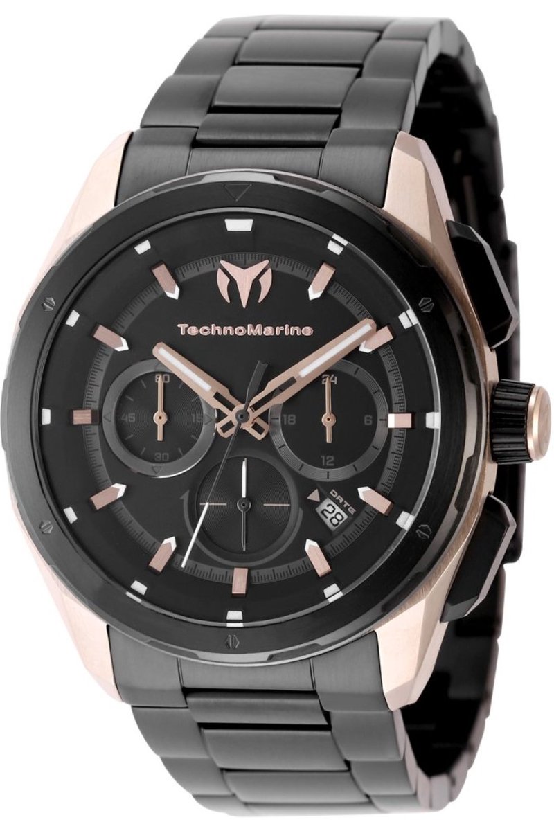 TechnoMarine OCEAN - NOMAD TM-318092 Heren Horloge - Waterdicht - Analoog - Quartz Uurwerk - Roestvrij Staal met zwarte Wijzerplaat - 43mm