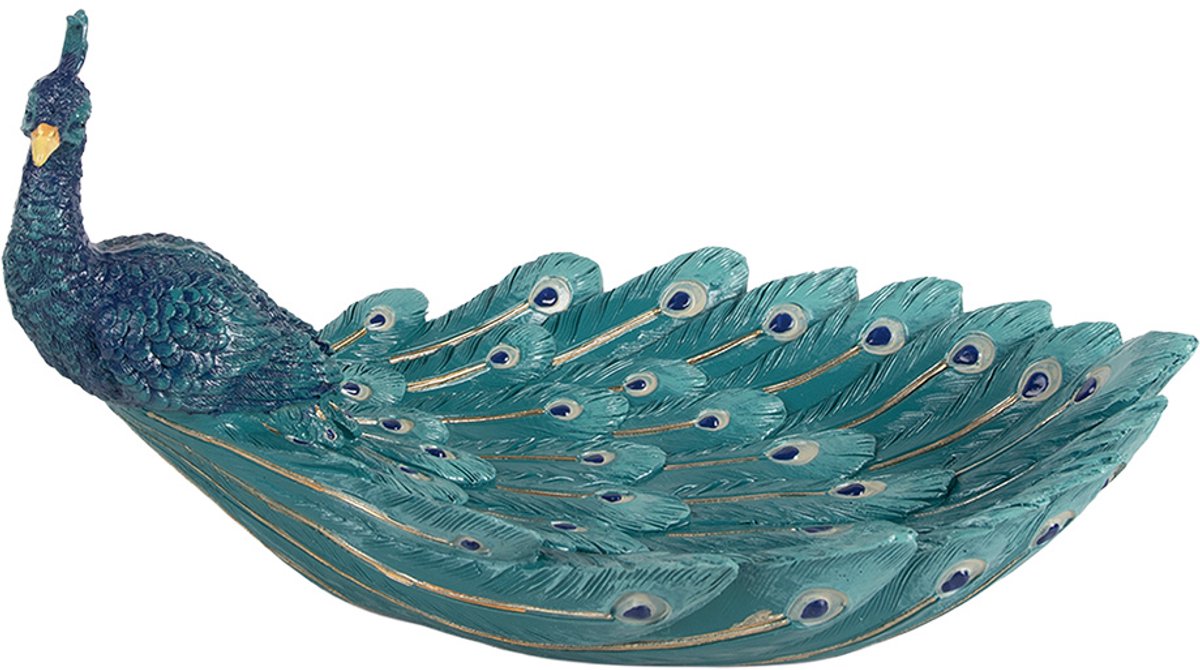Clayre & Eef Decoratie schaal Pauw 30x19x16 cm Blauw Kunststof