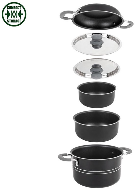Batterie de cuisine antiadhésive en aluminium Brunner Popote Flavor 7+1 ø 22