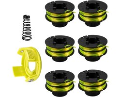 Maaidraad - 6 Stuks - trimmerdraad - Reserve draden - draadspoelen - Geschikt Voor Ryobi RLT3025F - Vervangende lijn 27.6 FT - diameter 49.6mm - Geschikt Voor Vervangt spoelen uit de RAC119 & RAC118 - serie met doppen en veren - groen