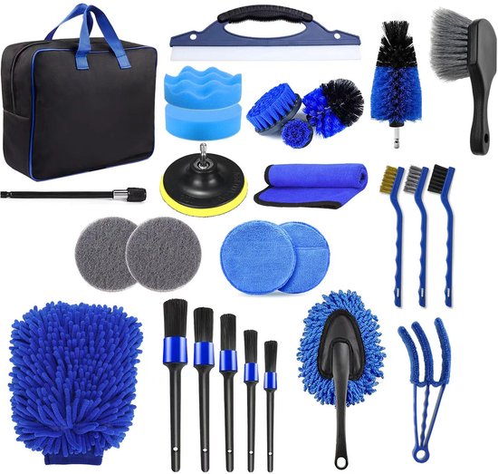 Kit De Lavage Voiture Complet 27 Pièces TTRCB – Brosses Multi-surfaces Et Accessoires