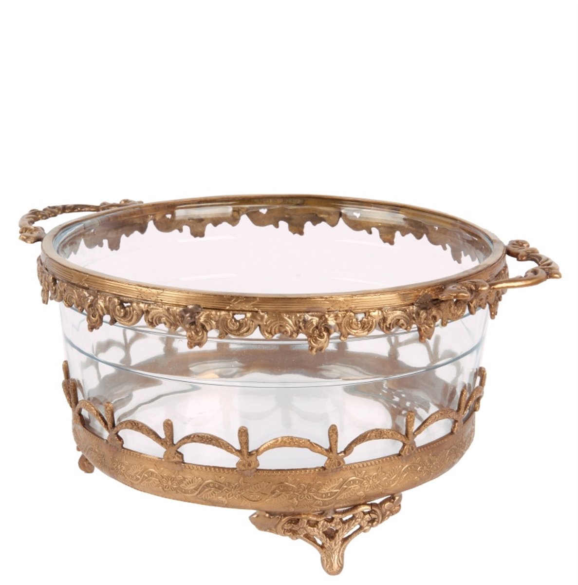 Baroque - Waxinelichtjeshouder - Waxinelichthouder 14 cm - Goud - Messing / Glas - 14x15x15 - Brass+glass