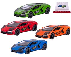 Kinsmart Lamborghini Revuelto pull back motor verkoop per stuk die cast 13cm, 4 kleuren speelgoed auto
